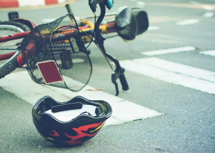 Fallen Helmet and Bike