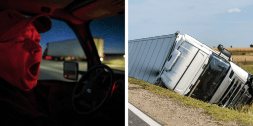 Drowsy 18 wheeler driver causing truck crash