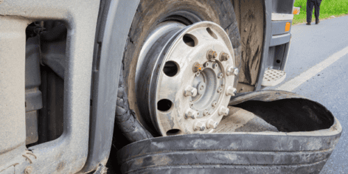 Semi Truck tire blowouts and flat tire